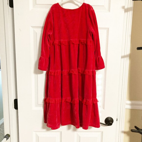 Hanna Andersson Love 2 Twirl Velour Dress Apple Red Size 140 Girls Size 10 - Picture 2 of 7